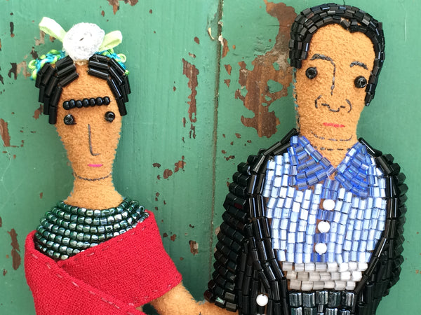 Nina's Frida Kahlo & Diego Rivera Art Doll Set in Tin Shrine
