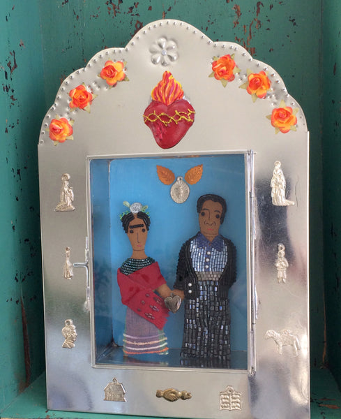 Nina's Frida Kahlo & Diego Rivera Art Doll Set in Tin Shrine