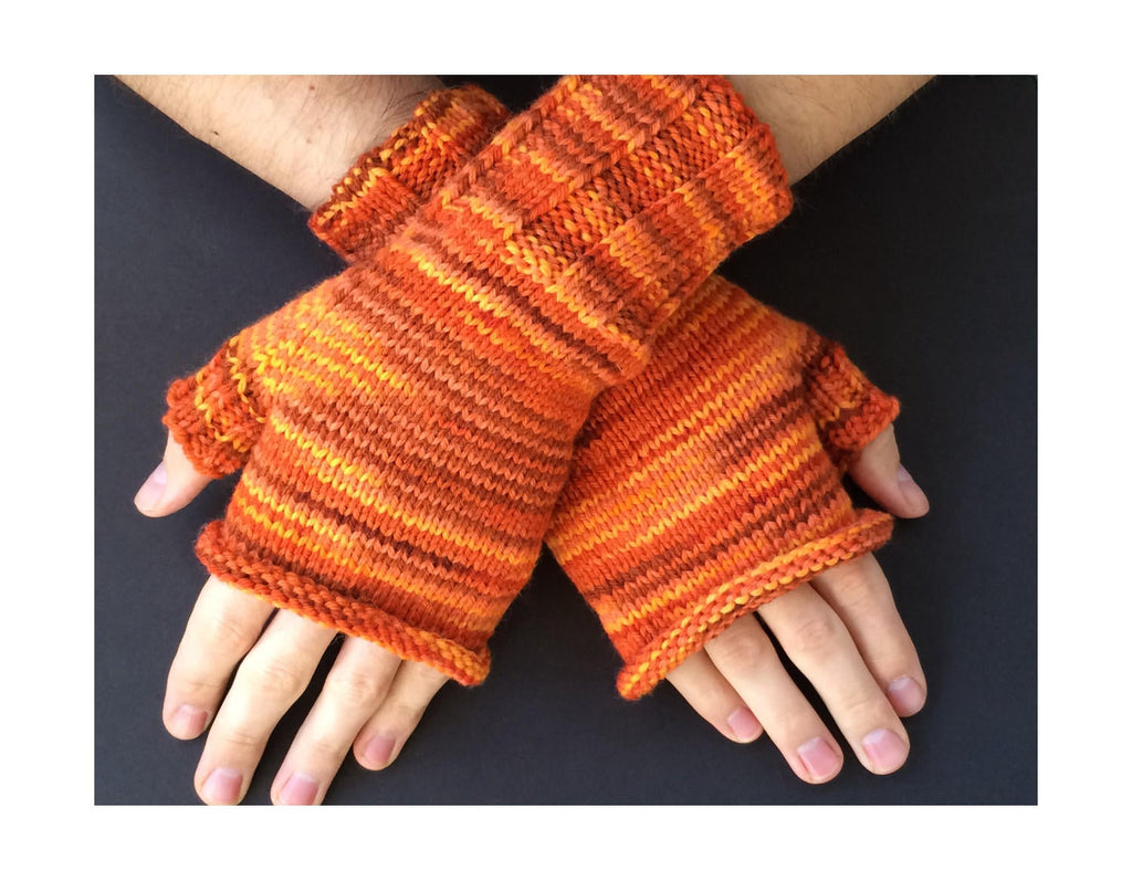 Fingerless shop gloves orange